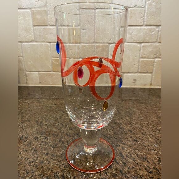 Other - Vintage Festive Holiday Jeweled Drinking Glass 20oz